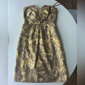 Gianni Bini Gold Metallic Strapless Dress